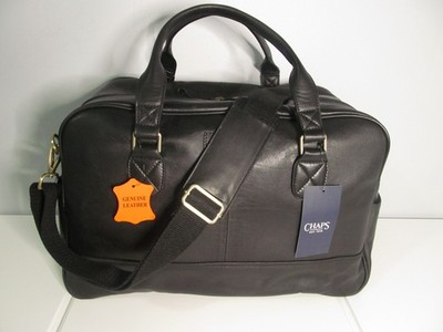 Ralph Lauren, Chaps, Black 19'' Leather Carry on Weekend Travel Duffle, $300.-NWT