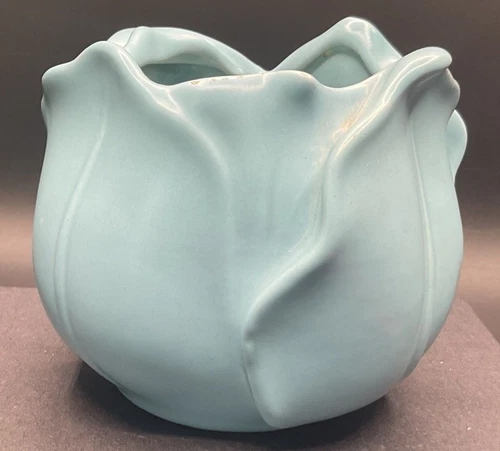 Vintage  Stangl Pottery Turquoise Blue 4” Tulip Vase Planter 1878 S (17)