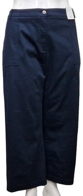 MARKS & SPENCER PER UNA Womens High Rise Wide Regular Navy Trousers UK 22