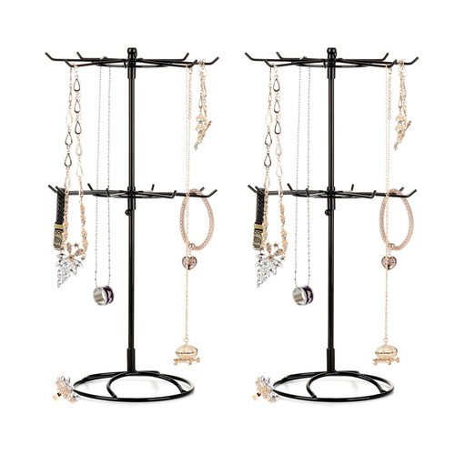 2Pcs 2 Tier Rotating Necklace Holder Jewelry Tree Bracelet Stand Display Orga...