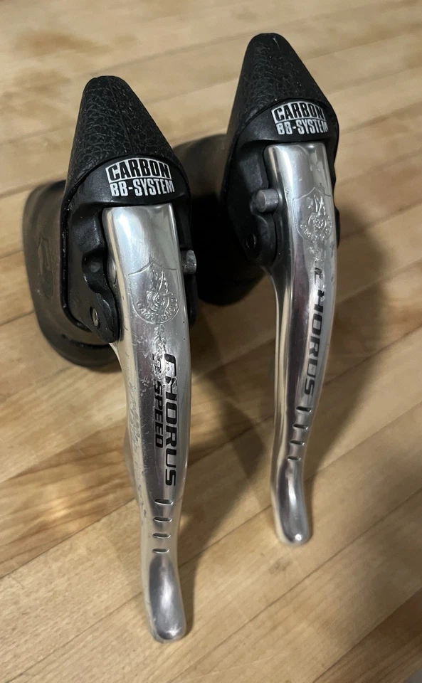 1997 Campagnolo Chorus Shifters 2 or 3x8 Ergopower Carbon BB-System Shift Levers - Image 4 of 4