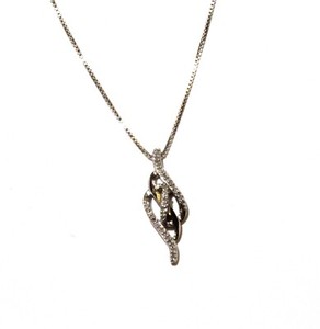 925 sterling silver .16ct I1-2 H diamond pendant slide 24" necklace 5.4g ladies