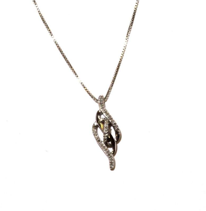 925 sterling silver .16ct I1-2 H diamond pendant slide 24" necklace 5.4g ladies
