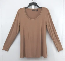 H By Halston Shirt Women Size S Brown Long Sleeve Scoop Neck Casual Top