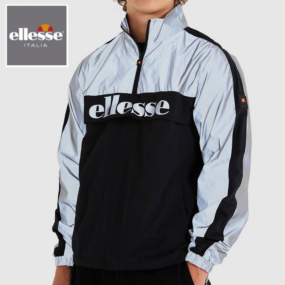 ellesse Lyran Jacket Coat Mens Track Pullover Black Tracksuit Rain