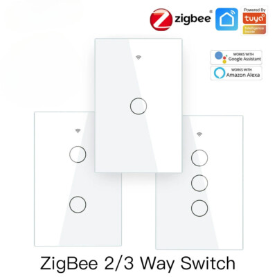 ZigBee Touch Smart Light Switch Neutral/No Neutral , US Wall Switch No Capacitor