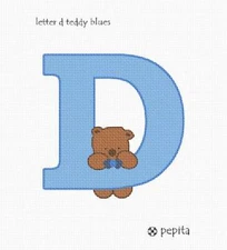 Letter D Teddy Blues Needlepoint Kit or Canvas
