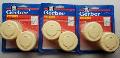 Vintage 1994 Gerber Door Knob Safety Covers With Lock Guard 3 Packs of 2 6 Total