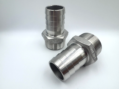#ad 2 PACK 304 STAINLESS STEEL HOSE BARB FITTING 1 1 4quot; NPT PIPE 1 1 4quot; HOSE $42.98