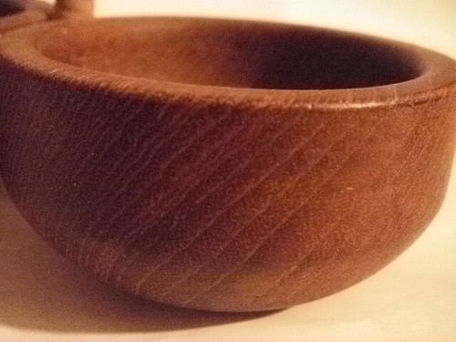 MINIMALIST TEAK WOOD ESA DENMARK CAVIAR SERVICE 2 CUPS BOWLS HANDLE TINY BASKET - Picture 9 of 12