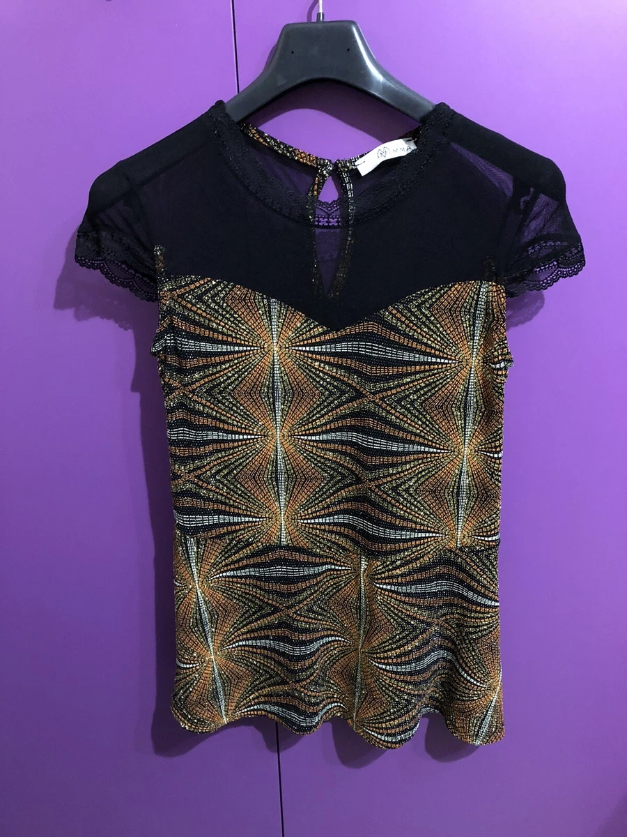 Maglia Maglietta Elegante Donna Ragazza Brillante Sottogiacca Top