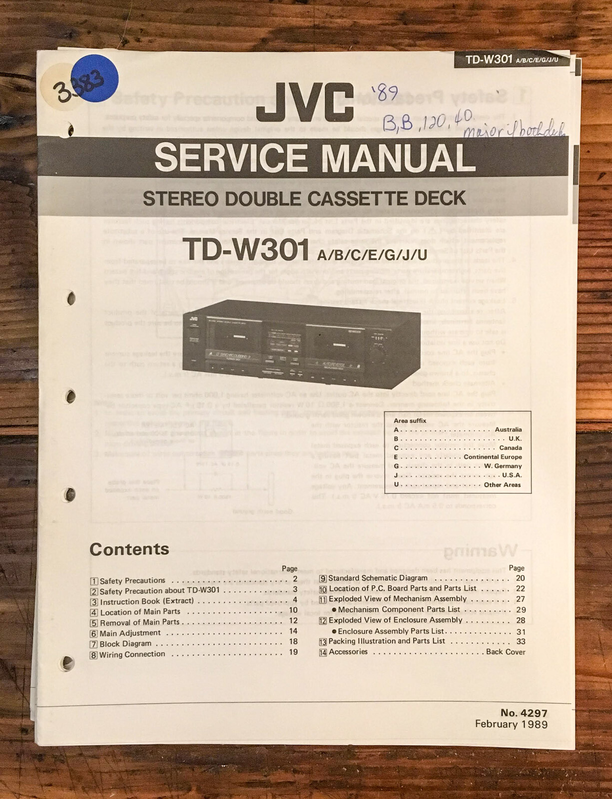 JVC TD-W301 Cassette Deck Service Manual *Original* | eBay
