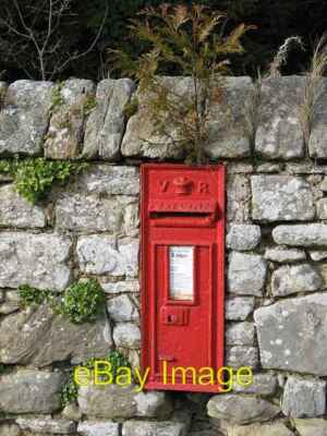 Photo 6x4 Post box Abercorn Victorian postbox and younger cypress tree. c2007