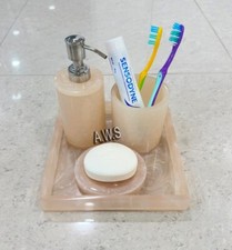 Modern Bathroom Accessories Set 4 Pcs Marble Look Bathroom Sets for Counter Top