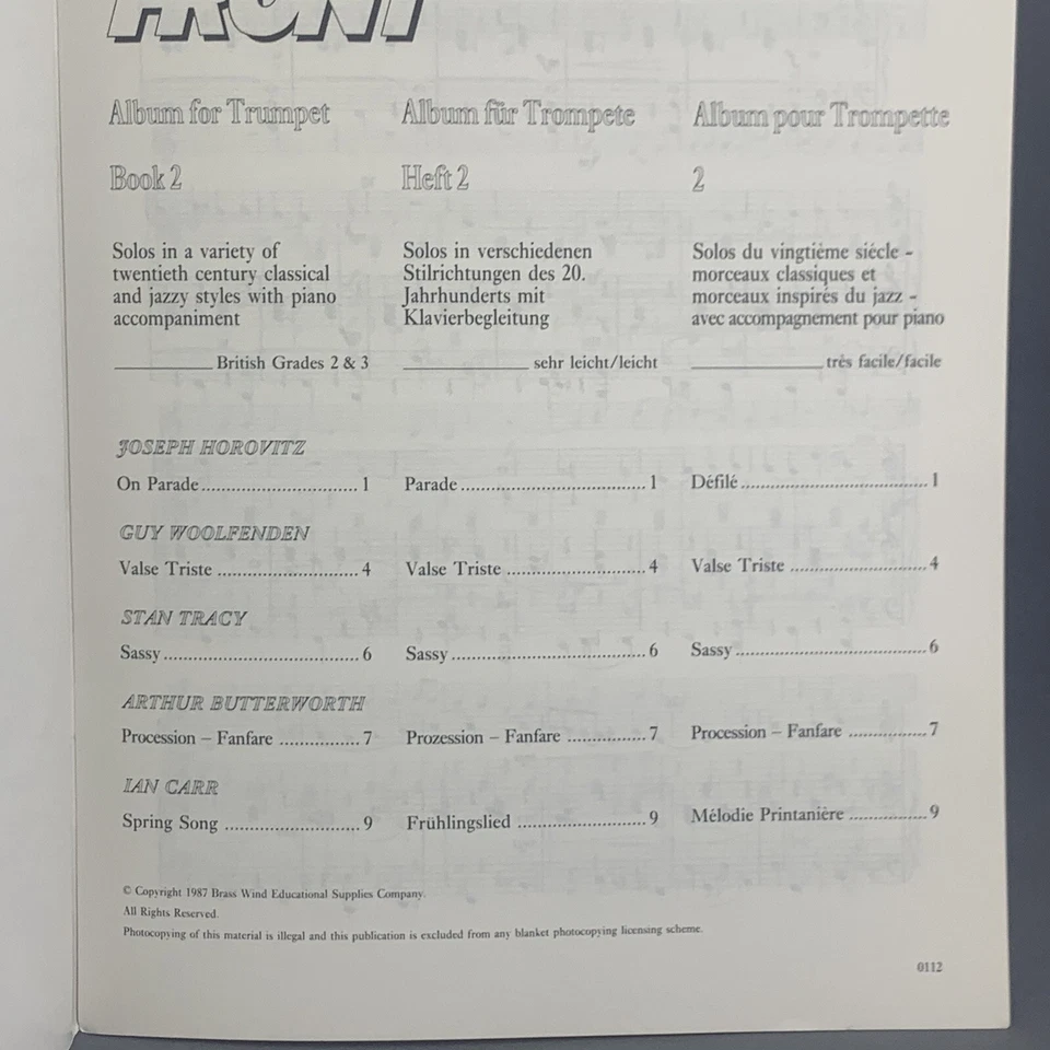 Up Front Album For Trumpet Book 2 Sheet Music A.Butterworth Brass Wind - Image 3 of 3