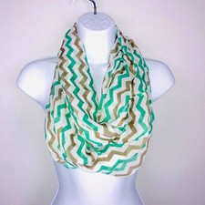 2 Chic Infinity Scarf Green Brown Chevron Spring Minimalist NEW MM33