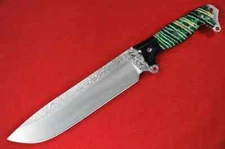 Busse Custom ASH2 .22" Saber Ground Hammered/Satin INFI G10 G-rexed Green Marble