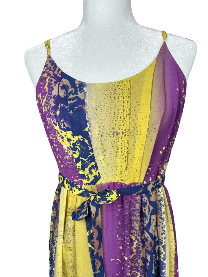 Maxi Vestido Charlie Jade Pequeño Púrpura Amarillo Gasa Estampado Animal Fiesta Evento Foto 4 de 4