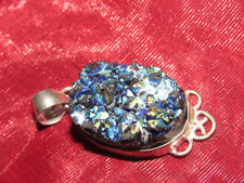 Blue Purple Druzy 925 Silver Pendant
