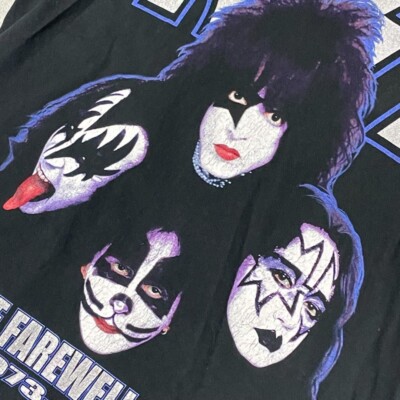 KISSツアーTシャツ (L) THE FAREWELL TOUR JAPAN KISS THE FAREWELL TOUR 2001 IN JAPAN Print T-Shirt Black