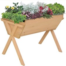 Outsunny Wooden Raised Garden Bed with Bed Liner, Elevated Planter Box with