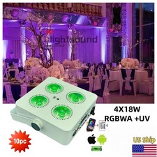 10xRGBWA UV 4 LED PAR Stage Light Rechargeable Battery DJ Light Wireless APP DMX