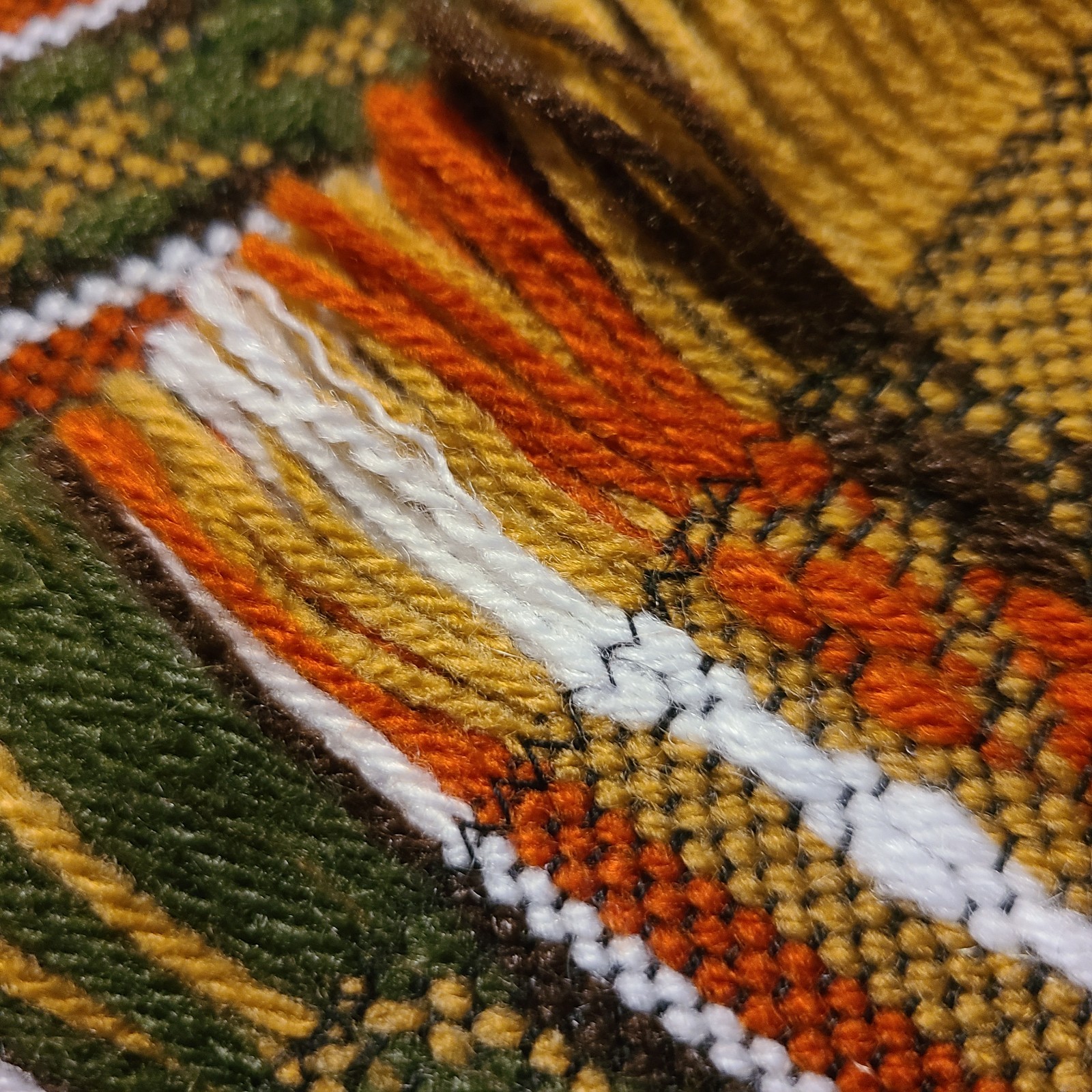 Vtg 70s Marianne Wendt Woven Poncho Fringe Brown Green Orange Boho Hippie Chile image 8