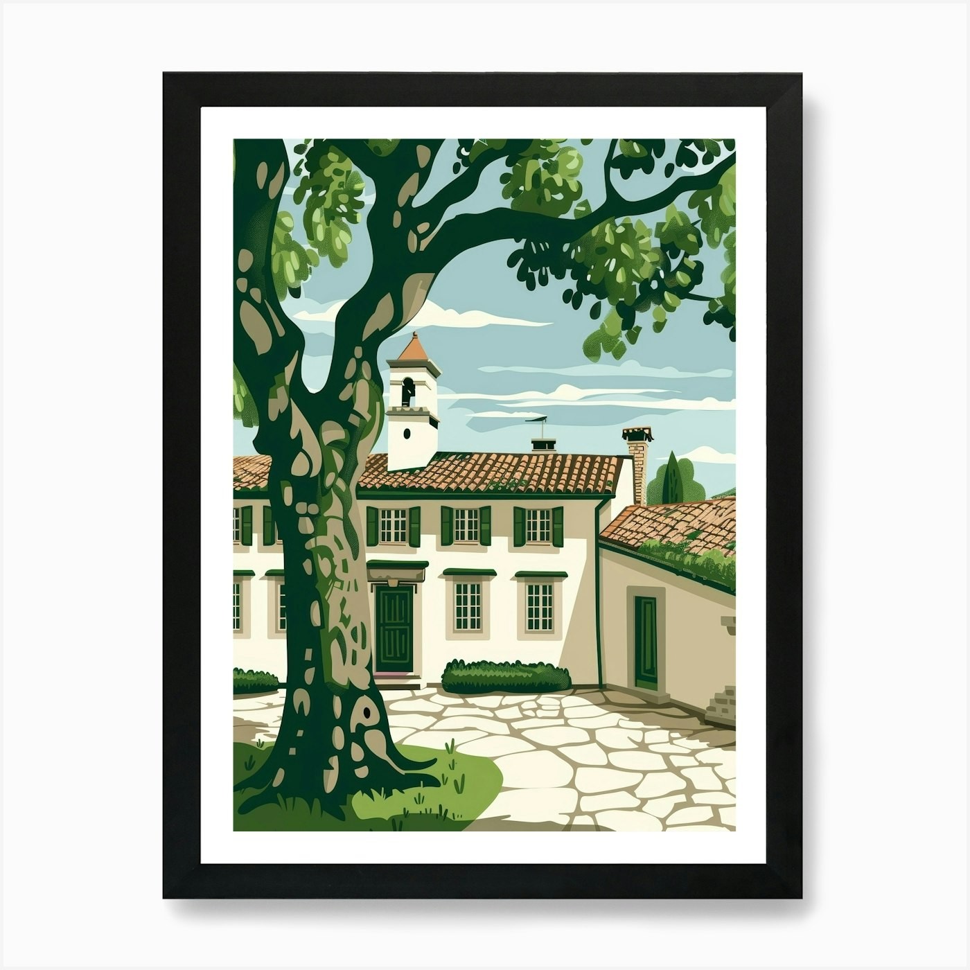 House With A Tree 1 Art Print Framed Wall Art Poster Canvas Print Picture