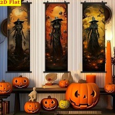 Halloween Decor Witch Skeleton Door Banner Wall Art Home Decor 47in Porch Banner