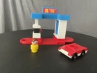 Vintage Fisher Price Little People Drive Up Gas Station Rare Complete Toy Play