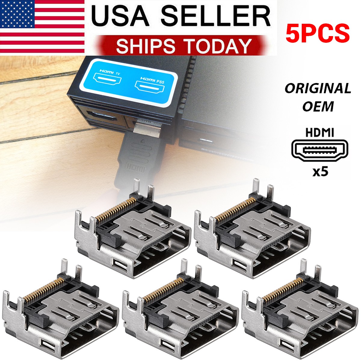 5 Piezas Puerto HDMI Para Sony Playstation 5 PS5 Conector Enchufe Jack Repuesto