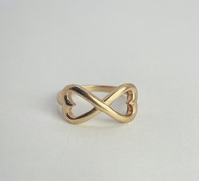 Rose Gold Tone Double Heart Design Open Sterling Silver Ring Size 8 3g 