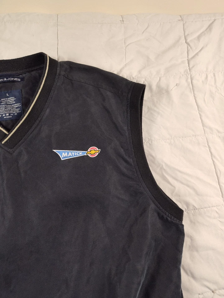 Chaleco Devon & Jones Para Hombres L Negro Cuello en V Sin Mangas Chevy Logo Elástico Foto 4 de 4