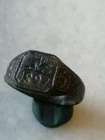 Rare Victorian  Memento Mori Cross Signet Bronze Mourning Ring- 1897, US-10,25