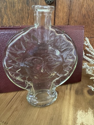 Bottiglia di vetro trasparente vintage viso sole vaso bocciolo mod celeste bottiglia profonda 7" - Foto 7 di 9