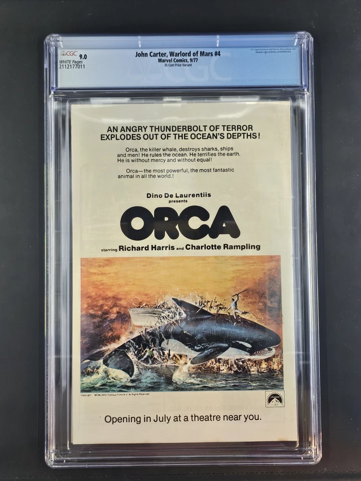 John Carter, Warlord of Mars #4 ~ 35 cent variant ~ CGC 9.0 ~ 1977 - Image 2 of 2
