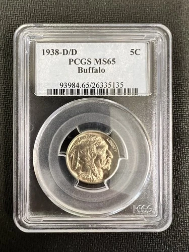1938-D Buffalo 5c Nickel Coin PCGS MS 65