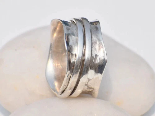 Solid 925 Sterling Silver Spinner Band Ring Statement Handmade Ring All Size s3