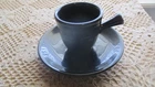 Fiesta  AD Cup and Saucer BLACK Stick Handle Demitasse Espresso 1ST Quality EX
