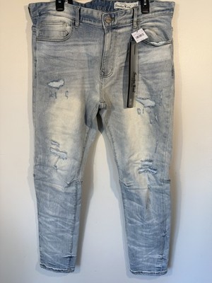 Sun Faded Kurt Cobain Inspired Distressed Jeans 38x32 Y2K Grunge Streetwear NWT