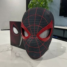 Spider Man Face Mask Miles Morales Moving Eyes Chin Control Cosplay Headwear