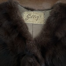 Vintage chocolate brown Mink Stole Silk Lined 1950s