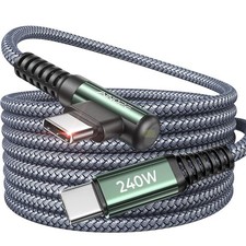 AINOPE 240W USB C to C Cable 10FT Right Angle C C 10FT, Grey
