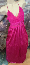 Vintage Gilead Fushia Pink Nylon Long Gown Nightie Size M Beautiful 