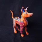 OAXACAN WOOD CARVING XOLO DOG (XOLOITZCUINTLE) ALEBRIJE. MEXICAN FOLK ART.