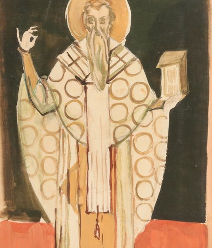 Religious antique gouache painting saint - Picture 15 of 20
