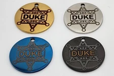 Sheriff Badge Pet ID Tag – Silent, Stainless Steel, Double-Sided, K9 Dog Tag