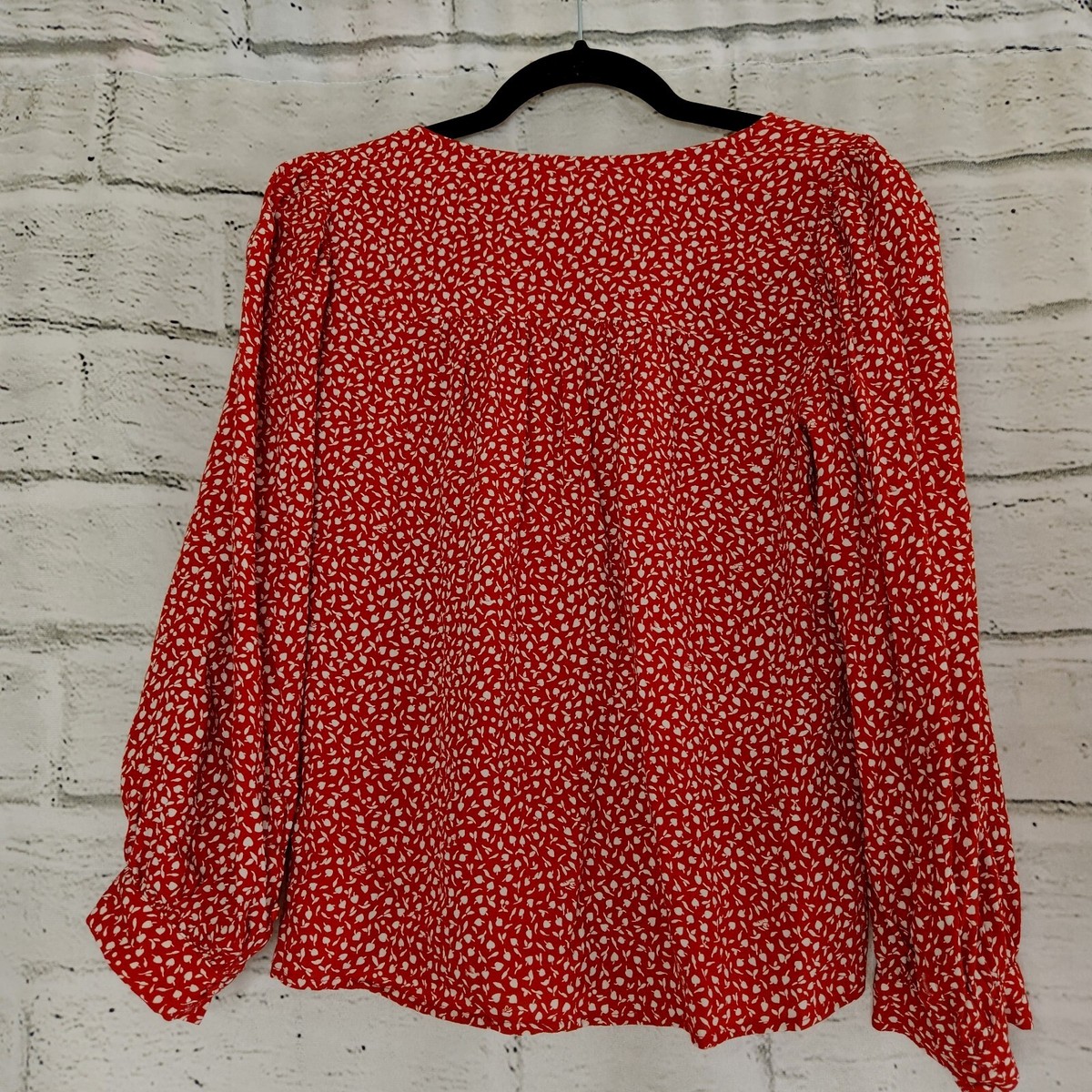 Chemisier Haut MADEWELL Taille S - Manches Cloche Découpé Floral Rouge - Occasion Très Bon État