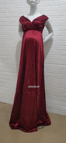 Pregnancy Women Long Dress V-Neck Low Cut Maternity Gown For Photography Shoot - Picture 16 of 24
