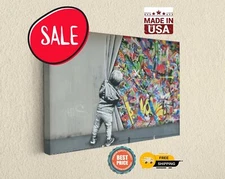Kids Banksy Canvas Art Graffiti Print Stylish Wall Decor Wood Frame
